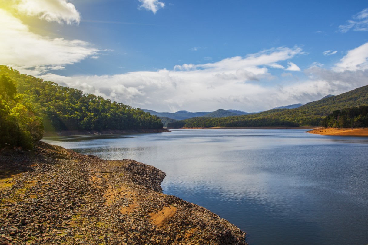 Maroondah Reservoir Lake at sunset , melbourne Victoria. Tranquil settings for a peaciful evening.